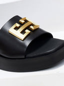 Flatforms δερμάτινα σανδάλια με φαρδιά φάσα Ragazza 01164 - Μαύρο - thefashionproject.gr - RAGAZZA