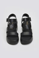 Flatforms δερμάτινα σανδάλια με μπαρέτα Tfp - Μαύρο - thefashionproject.gr - TFP - 24160002003