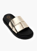 Flatforms δερμάτινα σανδάλια με περαστό σχέδιο στις φάσες