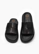 Flatforms δερμάτινα σανδάλια με περαστό σχέδιο στις φάσες - Μαύρο - thefashionproject.gr - ATENEO - 22447002002