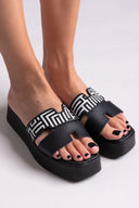 Flatforms δερμάτινα σανδάλια με print Estil