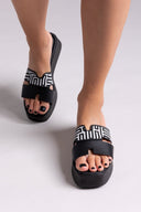 Flatforms δερμάτινα σανδάλια με print Estil