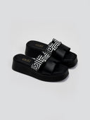 Flatforms δερμάτινα σανδάλια με print Estil