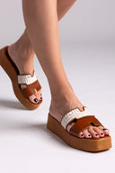 Flatforms δερμάτινα σανδάλια με print Estil