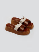 Flatforms δερμάτινα σανδάλια με print Estil