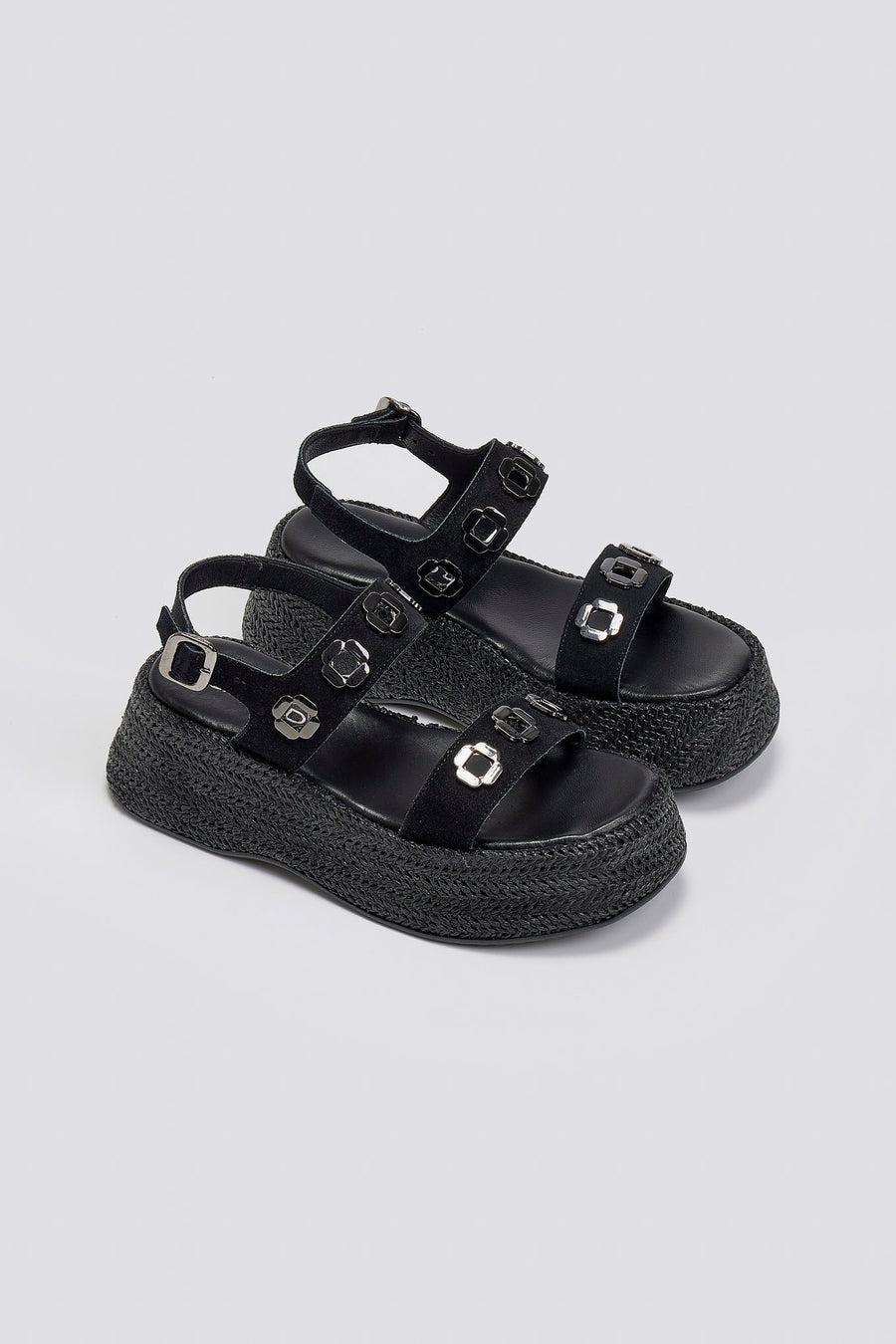 Flatforms δερμάτινα σανδάλια με ψάθα Carad