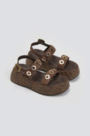 Flatforms δερμάτινα σανδάλια με ψάθα Carad
