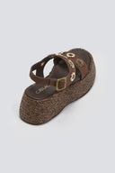 Flatforms δερμάτινα σανδάλια με ψάθα Carad