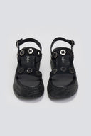 Flatforms δερμάτινα σανδάλια με ψάθα Carad - Μαύρο - thefashionproject.gr - CARAD - 24034002003