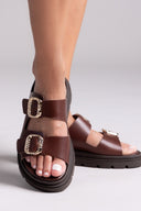 Flatforms δερμάτινα σανδάλια με τοκάδες Tfp