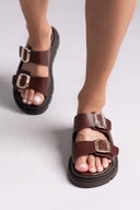 Flatforms δερμάτινα σανδάλια με τοκάδες Tfp