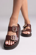 Flatforms δερμάτινα σανδάλια με τοκάδες Tfp