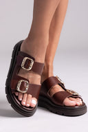 Flatforms δερμάτινα σανδάλια με τοκάδες Tfp