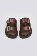 Flatforms δερμάτινα σανδάλια με τοκάδες Tfp - Καφέ - thefashionproject.gr - TFP