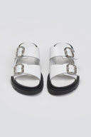 Flatforms δερμάτινα σανδάλια με τοκάδες Tfp - Λευκό - thefashionproject.gr - TFP