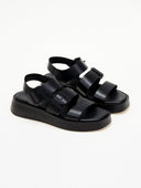 Flatfοrms δερμάτινα σανδάλια με τοκάδες TFP - Μαύρο - thefashionproject.gr - TFP