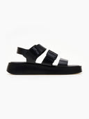 Flatfοrms δερμάτινα σανδάλια με τοκάδες TFP - Μαύρο - thefashionproject.gr - TFP