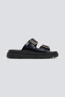 Flatforms δερμάτινα σανδάλια με τοκάδες Tfp - Μαύρο - thefashionproject.gr - TFP - 24046002003