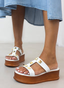 Flatforms δερμάτινα σανδάλια με τρουκς Estil - Λευκό - thefashionproject.gr - Estil