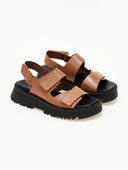 Flatforms δερμάτινα σανδάλια με velcro TFP