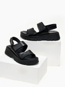 Flatforms δερμάτινα σανδάλια με velcro TFP - Μαύρο - thefashionproject.gr - TFP - 22146002002