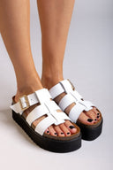 Flatforms σανδάλια δερμάτινα ATENEO - Λευκό - thefashionproject.gr - ATENEO