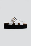 Flatforms σανδάλια δερμάτινα ATENEO - Λευκό - thefashionproject.gr - ATENEO