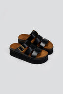 Flatforms σανδάλια δερμάτινα ATENEO - Μαύρο - thefashionproject.gr - ATENEO