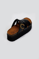Flatforms σανδάλια δερμάτινα ATENEO - Μαύρο - thefashionproject.gr - ATENEO