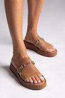 Flatforms σανδάλια δερμάτινα Estil - Τάουπε - thefashionproject.gr - Estil - 24269035002