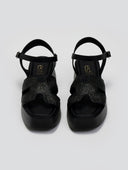 Flatforms σανδάλια δερμάτινα με ψάθα Estil