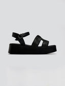 Flatforms σανδάλια δερμάτινα με ψάθα Estil