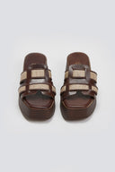 Flatforms σανδάλια δερμάτινα με ψάθα Estil