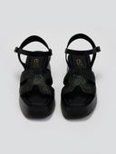 Flatforms σανδάλια δερμάτινα με ψάθα Estil - Μαύρο - thefashionproject.gr - Estil