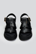 Flatforms σανδάλια δερμάτινα με τοκά Ragazza 01239 - Μαύρο - thefashionproject.gr - RAGAZZA