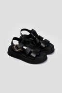 Flatforms σανδάλια δερμάτινα με τοκά Ragazza 01239 - Μαύρο - thefashionproject.gr - RAGAZZA