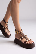 Flatforms σανδάλια δερμάτινα με τρουκς Estil