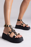 Flatforms σανδάλια δερμάτινα με τρουκς Estil