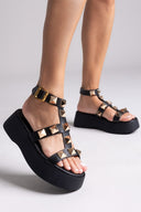 Flatforms σανδάλια δερμάτινα με τρουκς Estil