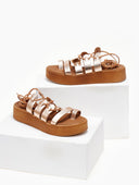 Flatforms σανδάλια με lace up δέσιμο Estil