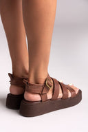Flatforms σανδάλια με μπαρέτα TFP - Καφέ - thefashionproject.gr - TFP