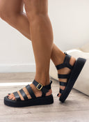 Flatforms σανδάλια με μπαρέτα TFP - Μαύρο - thefashionproject.gr - TFP