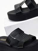 Flatforms σανδάλια με pattern ψάθα Estil