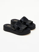 Flatforms σανδάλια με pattern ψάθα Estil