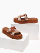 Flatforms σανδάλια με pattern ψάθα Estil