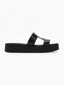 Flatforms σανδάλια με pattern ψάθα Estil - Μαύρο - thefashionproject.gr - Estil