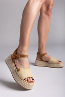 Flatforms σανδάλια με πλεκτό σχέδιο Refresh 172773 - Μπεζ - thefashionproject.gr - Refresh