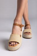 Flatforms σανδάλια με πλεκτό σχέδιο Refresh 172773 - Μπεζ - thefashionproject.gr - Refresh