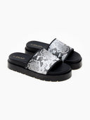 Flatforms σανδάλια με print - Λευκό/Μαύρο - thefashionproject.gr - CARAD