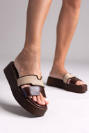 Flatforms σανδάλια με ψάθα στη φάσα Estil - Καφέ - thefashionproject.gr - Estil - 24139036003